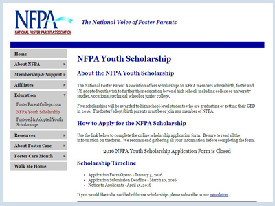 National Voice of Foster Parents Youth Scholarship