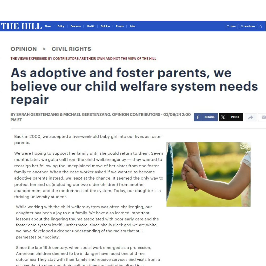 As adoptive and foster parents, we believe our child welfare system needs repair